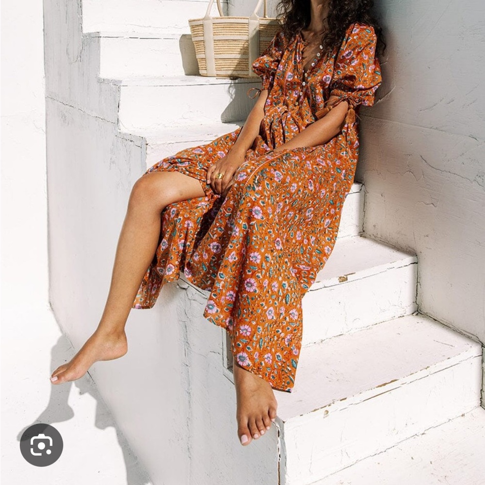 Cleobella Mahani Kaftan Dress in Terracotta Floral